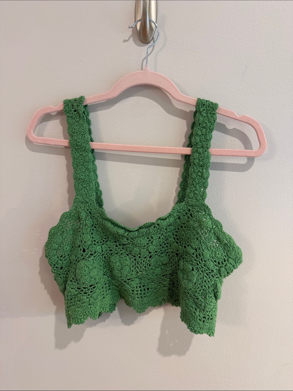 Free People Emerald Green Crochet Crop Tank